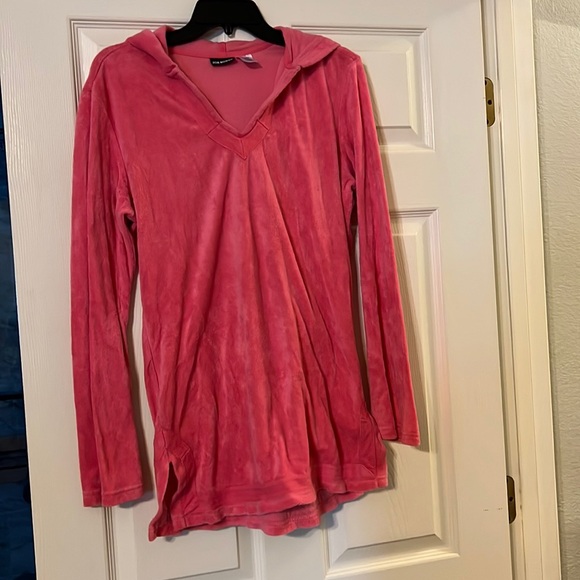 Women’s sz M Joe Boxer Terry hooded sweatshirt peach - Picture 1 of 2